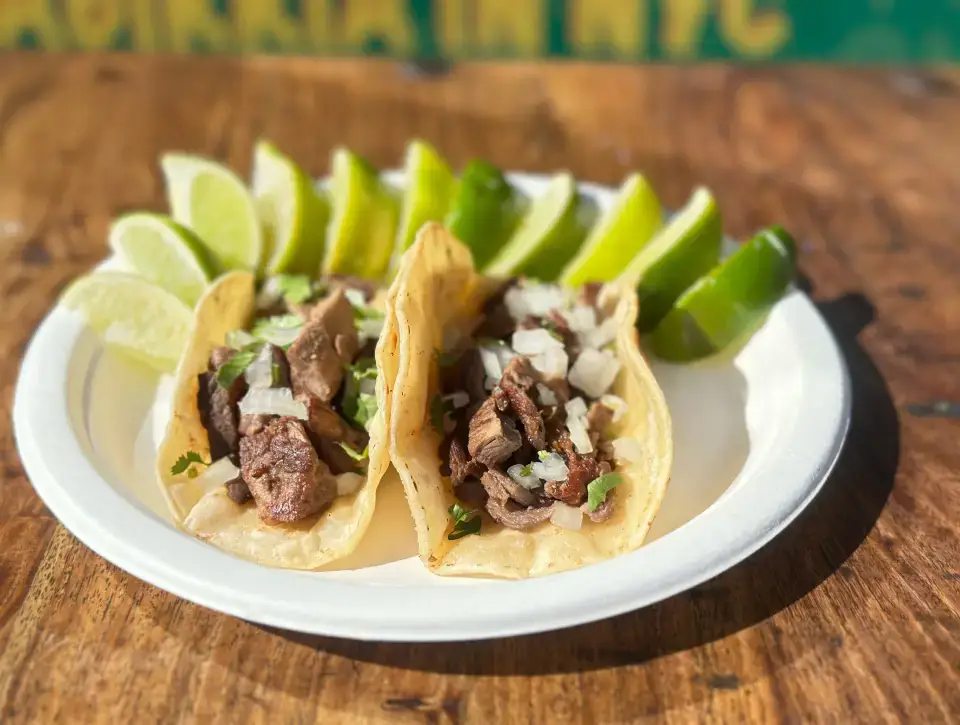 Authentic Mexican tacos served at Los Tacos Hermanos on Canal Street in SoHo, NYC