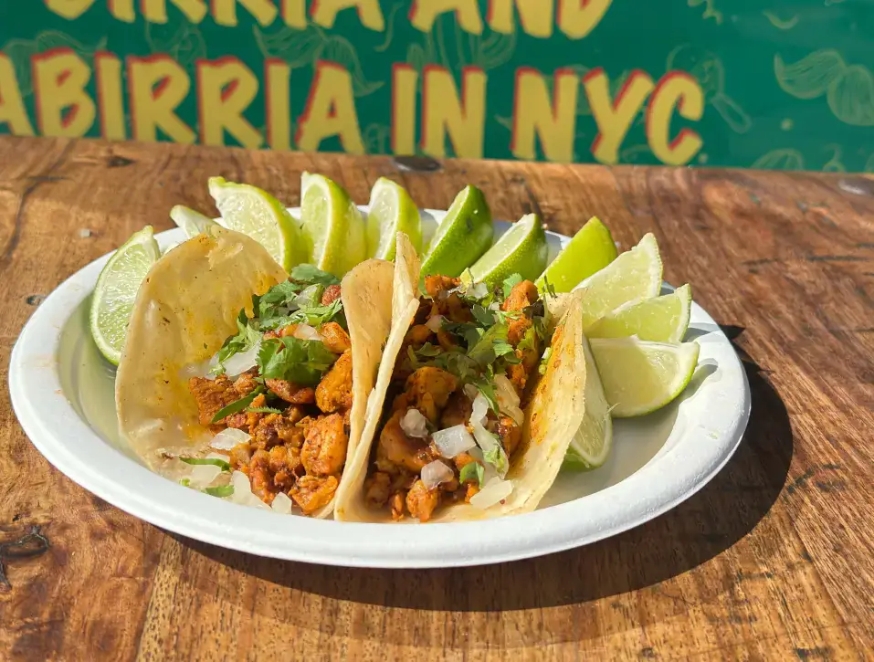 Authentic Mexican tacos served at Los Tacos Hermanos on Canal Street in SoHo, NYC