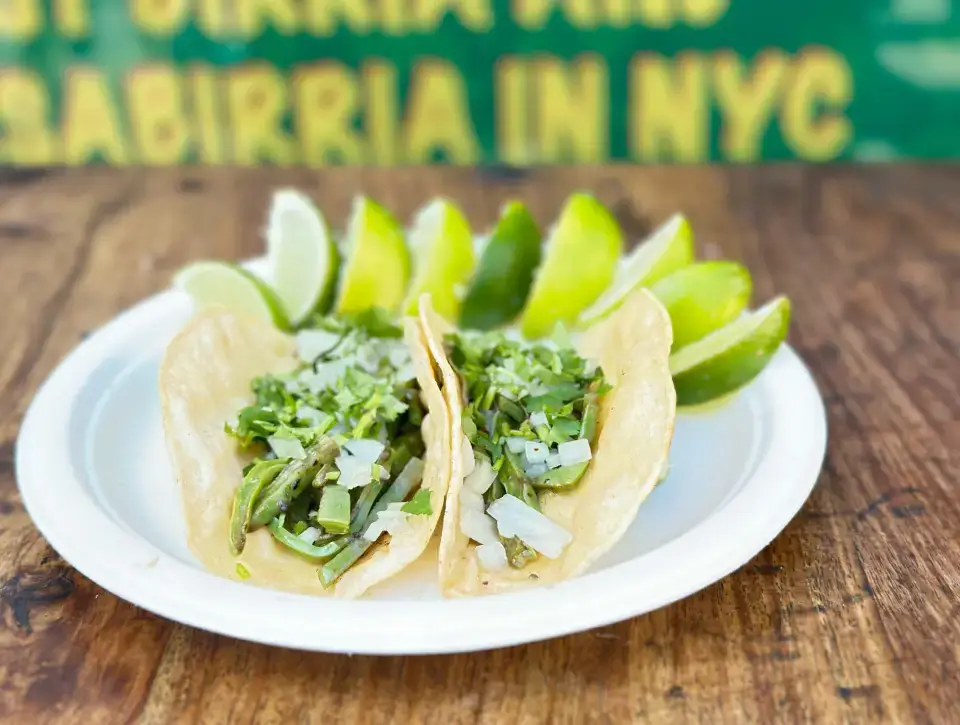 Authentic Mexican tacos served at Los Tacos Hermanos on Canal Street in SoHo, NYC